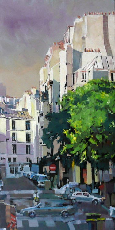 Peinture intitulée "Rue d'Aligre" par Franck Le Boulicaut, Œuvre d'art originale, Huile