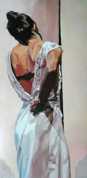 Painting titled "La robe de mariée" by Franck Le Boulicaut, Original Artwork, Oil