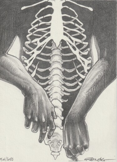 Desenho intitulada "Ribcage" por Franck Renaud, Obras de arte originais, Lápis