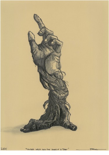 Dessin intitulée "Twisted wrists into…" par Franck Renaud, Œuvre d'art originale, Stylo à bille