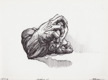 Dessin intitulée "Begging X" par Franck Renaud, Œuvre d'art originale, Stylo à bille