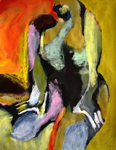 Painting titled "Femme jaune" by Franck Réthoré, Original Artwork, Acrylic