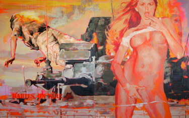 Painting titled "babies on fire _ di…" by Franck Sanson, Original Artwork, Acrylic