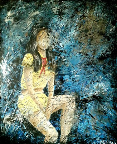 Painting titled "La jeune fille indé…" by Franck Volay, Original Artwork, Acrylic