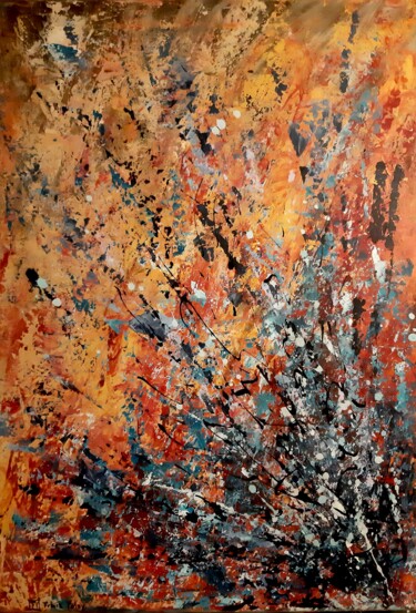 Painting titled "Fusion intense" by Franck Volay, Original Artwork, Acrylic