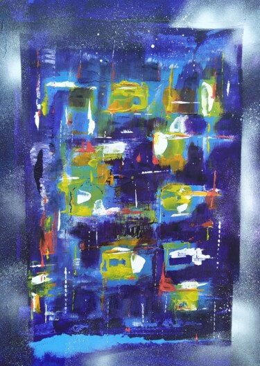 Schilderij getiteld "Blue sky" door Franck Werner, Origineel Kunstwerk, Acryl