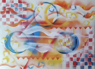 Painting titled "Prisme2" by Franck Werner, Original Artwork, Spray paint