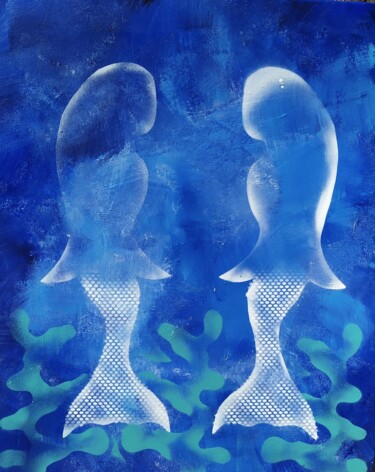 Peinture intitulée "Les sirènes bleu" par Franck Werner, Œuvre d'art originale, Acrylique