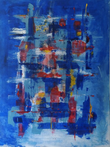 Pintura titulada "orage bleu" por Franck Werner, Obra de arte original, Acrílico