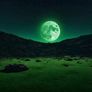 Arts numériques intitulée "Lune Verdâtre" par Francky Xv Wolff, Œuvre d'art originale, Image générée par l'IA