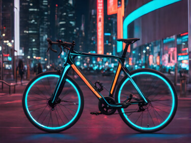 Digital Arts με τίτλο "Bicyclette Futuriste" από Francky Xv Wolff, Αυθεντικά έργα τέχνης, Εικόνα που δημιουργήθηκε με AI