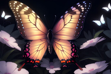Digital Arts titled "Papillon de Nuit" by Francky Xv Wolff, Original Artwork, AI generated image