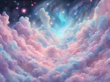 Digital Arts titled "Nuages de Rêves" by Francky Xv Wolff, Original Artwork, AI generated image
