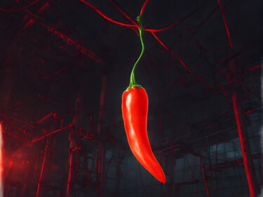 Digital Arts titled "Usine de Chilis" by Francky Xv Wolff, Original Artwork, AI generated image