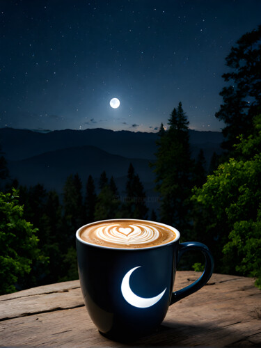 Arts numériques intitulée "Tasse de Latte" par Francky Xv Wolff, Œuvre d'art originale, Image générée par l'IA