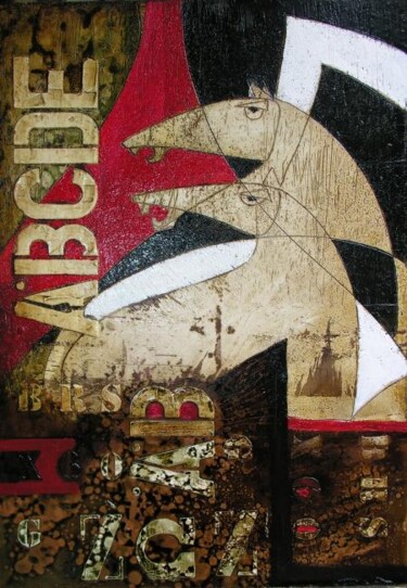 Pittura intitolato "Cavalli letterati" da Franco Anselmi, Opera d'arte originale