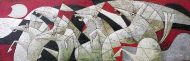 Pittura intitolato "CORSA DI CAVALLI  -…" da Franco Anselmi, Opera d'arte originale, Altro