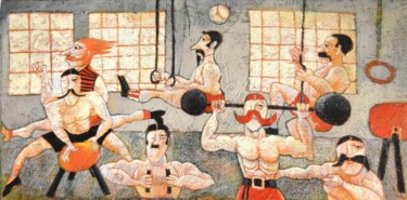 Peinture intitulée "GYM ATHLETIC MEN" par Franco Anselmi, Œuvre d'art originale, Autre