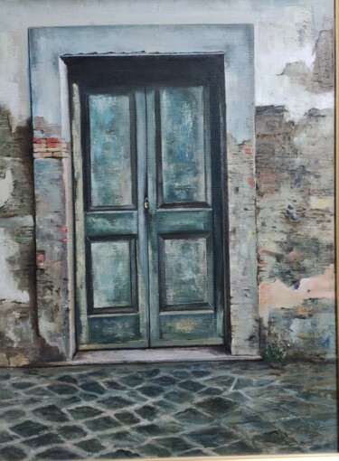 Painting titled "Antico portone" by Franco Bencivenga, Original Artwork, Oil