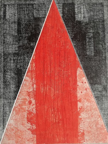 Gravures & estampes intitulée "TRIANGOLO ROSSO" par Franco Bogge, Œuvre d'art originale, Eau-forte