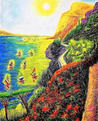 Malerei mit dem Titel "Regata sul Garda n°…" von Franco Forante, Original-Kunstwerk, Pastell