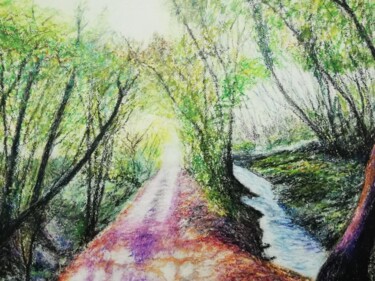 Painting titled "La luce nel tunnel" by Franco Forante, Original Artwork, Pastel