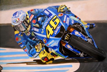 Painting titled "Valentino Rossi" by Franco Fumo, Original Artwork, Acrylic