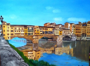 Painting titled "Ponte Vecchio" by Franco Fumo, Original Artwork, Oil