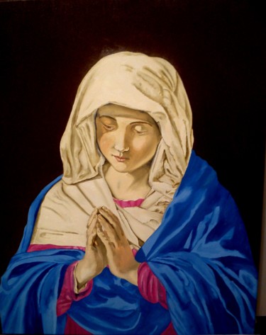 Painting titled "Vergine Maria" by Franco Fumo, Original Artwork, Oil