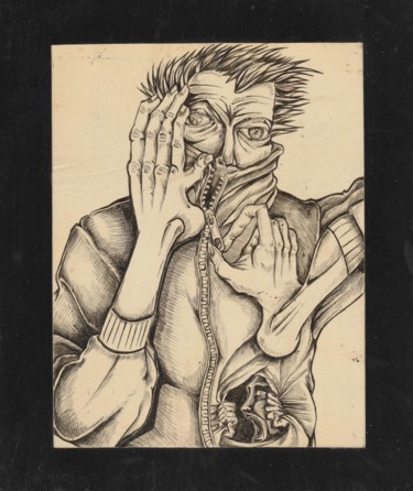 Dessin intitulée "Dibujo 4 (Sin Títul…" par Franco Ibazeta, Œuvre d'art originale, Stylo à bille