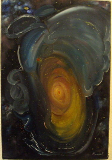 Peinture intitulée "oreille cosmique" par Franco Murer, Œuvre d'art originale, Huile