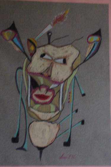 Pintura titulada "visage disloqué" por Franco Murer, Obra de arte original, Pastel