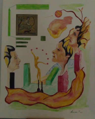 Pintura titulada "libération des pens…" por Franco Murer, Obra de arte original, Acuarela