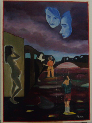 Peinture intitulée "rêveries femme ence…" par Franco Murer, Œuvre d'art originale, Huile