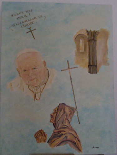 Peinture intitulée "hommage à Jean Paul2" par Franco Murer, Œuvre d'art originale, Huile