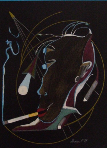 Tekening getiteld "tête métamorphosé p…" door Franco Murer, Origineel Kunstwerk, Pastel