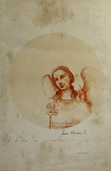 Incisioni, stampe intitolato "Angelo" da Franco Petrosemolo, Opera d'arte originale, Serigrafia