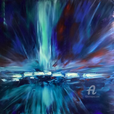 Painting titled "Vortex" by Francois Barroux, Original Artwork, Oil Mounted on Wood Stretcher frame