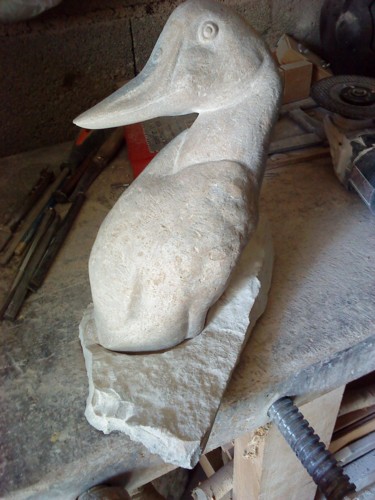 Sculpture titled "canard.jpg" by Pierrick, Original Artwork, Stone