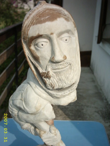 Sculptuur getiteld "balaam- de face.jpg" door Pierrick, Origineel Kunstwerk, Klei
