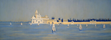 Malarstwo zatytułowany „Cimetière, Venise” autorstwa François Cusson, Oryginalna praca, Pastel Zamontowany na Panel drewniany