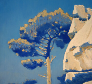 Malerei mit dem Titel "Rocher de la Dame-J…" von François Cusson, Original-Kunstwerk, Pastell Auf Holzplatte montiert