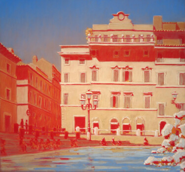 绘画 标题为“Piazza di Trevi, Ro…” 由François Cusson, 原创艺术品, 粉彩 安装在木板上