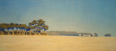 Malerei mit dem Titel "Vue de la plaine, B…" von François Cusson, Original-Kunstwerk, Pastell Auf Holzplatte montiert