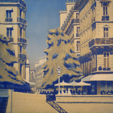 Malerei mit dem Titel "Île Saint-Louis, bl…" von François Cusson, Original-Kunstwerk, Pastell Auf Holzplatte montiert