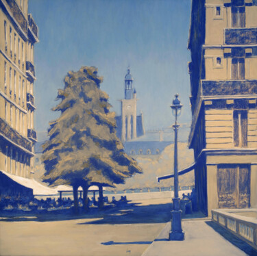 Ζωγραφική με τίτλο "Sur le Pont Louis-P…" από François Cusson, Αυθεντικά έργα τέχνης, Παστέλ Τοποθετήθηκε στο Ξύλινο πάνελ