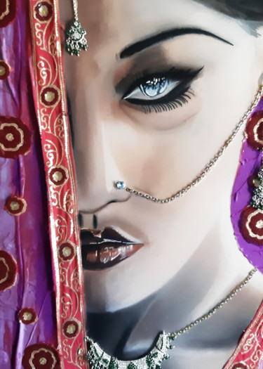 Photography titled "Hindous Woman" by François/Customisation, Original Artwork, Digital Painting