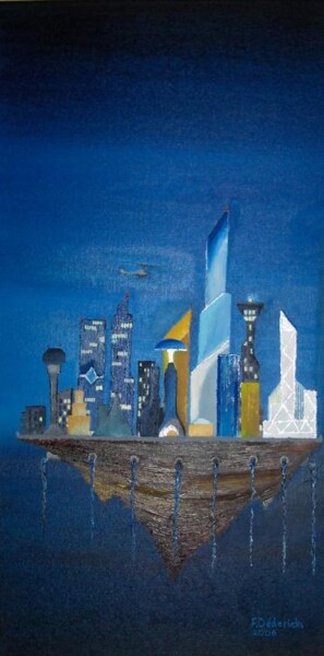 Peinture intitulée "La cité 2" par Francois Dedericks, Œuvre d'art originale, Autre