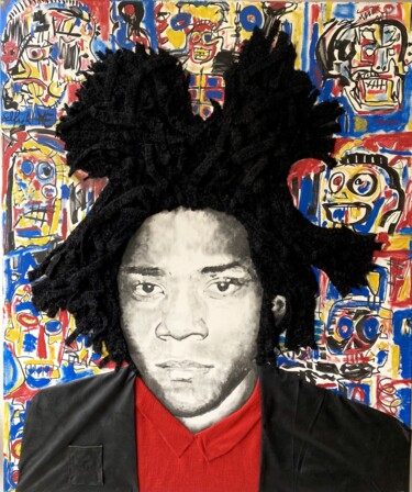 제목이 "Faces of Basquiat"인 미술작품 François Farcy로, 원작, 아크릴 나무 들것 프레임에 장착됨
