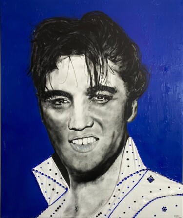 Painting titled "ELVIS PRESLEY" by François Farcy, Original Artwork, Acrylic Mounted on Wood Stretcher frame